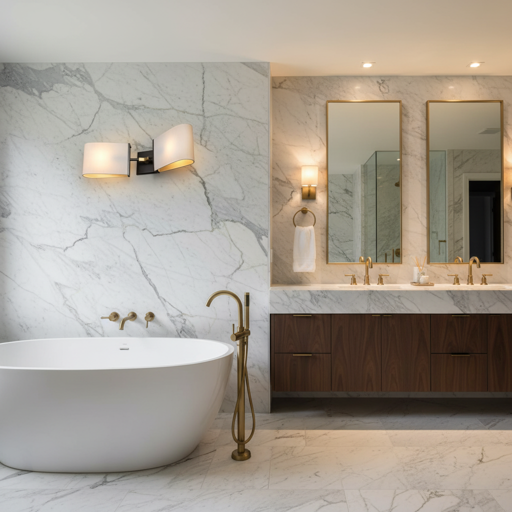 Riviko Dessay Double Sconce - luxury American master bathroom