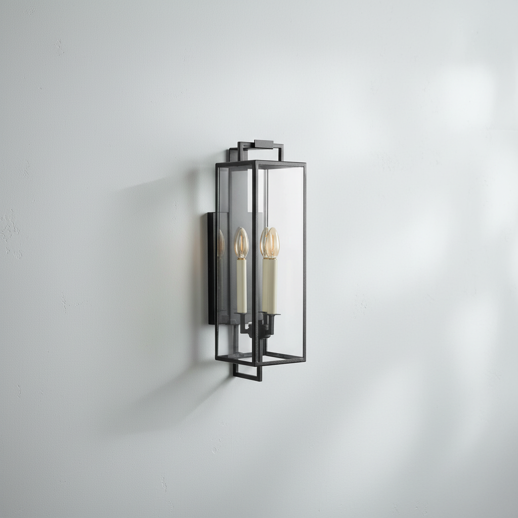 Riviko Stately Iron Outdoor Wall Sconce - Background Shot