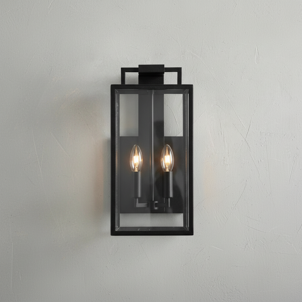 Riviko Stately Iron Outdoor Wall Sconce - Background Shot