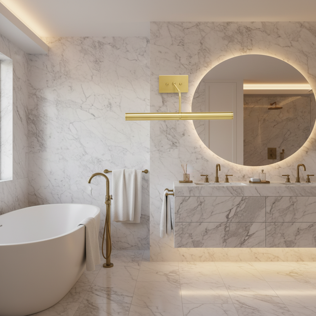 Riviko Artisan Slim-Line Picture Light - luxury American master bathroom