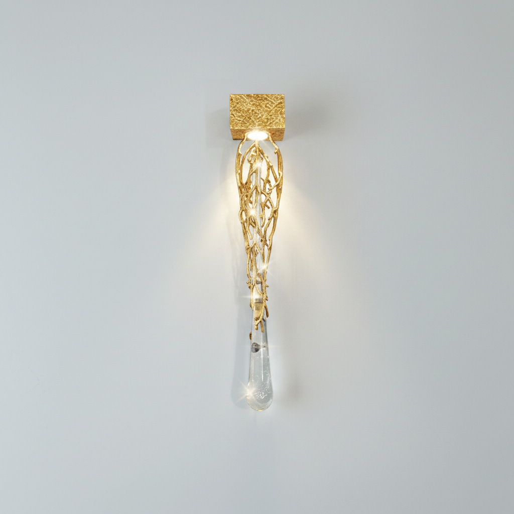 Riviko Slade Modern Branch Crystal Wall Sconce For Bedroom - Studio Shot