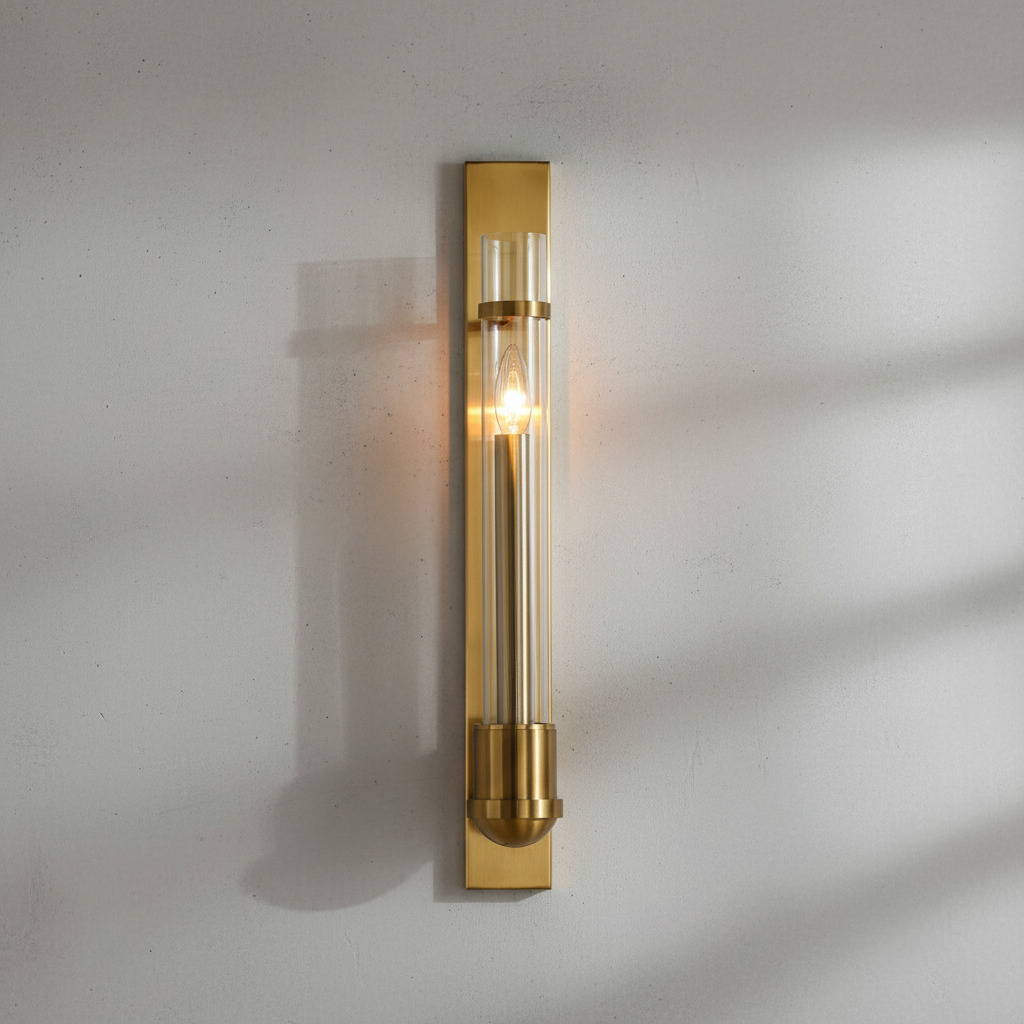 Riviko Aura Slim Metal & Glass Wall Sconce - Background Shot