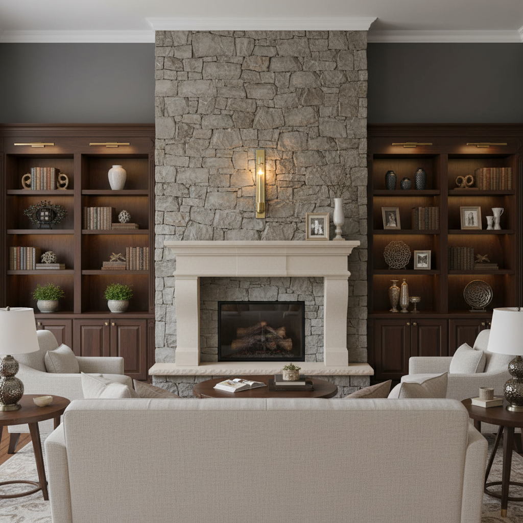 Riviko Aura Slim Metal & Glass Wall Sconce - American formal living room