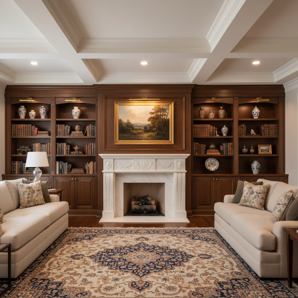 Riviko Regis Gallery Wall Sconce - luxurious American living room with tray ceiling