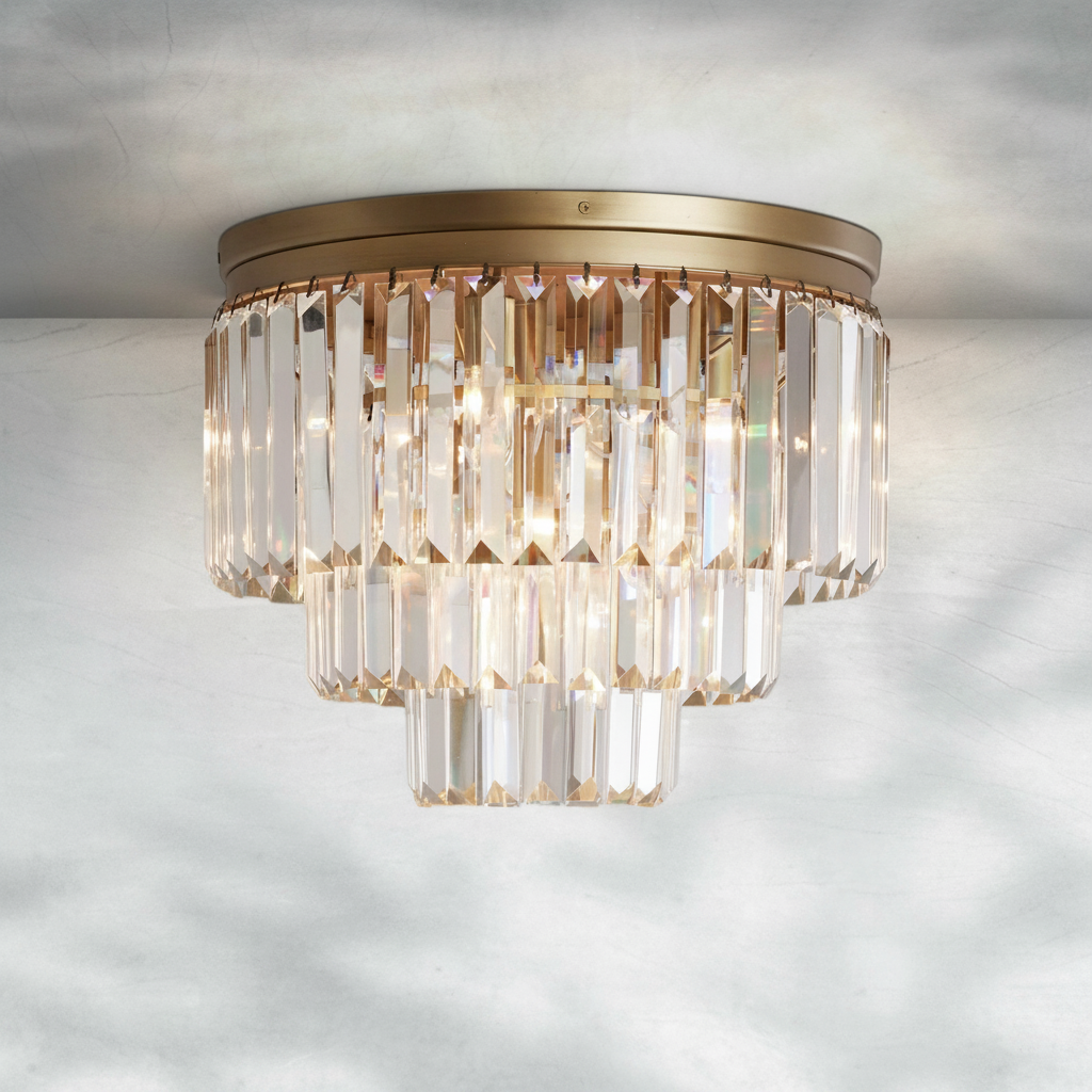 Riviko Aura Radiance Faceted Glass Flushmount - Background Shot