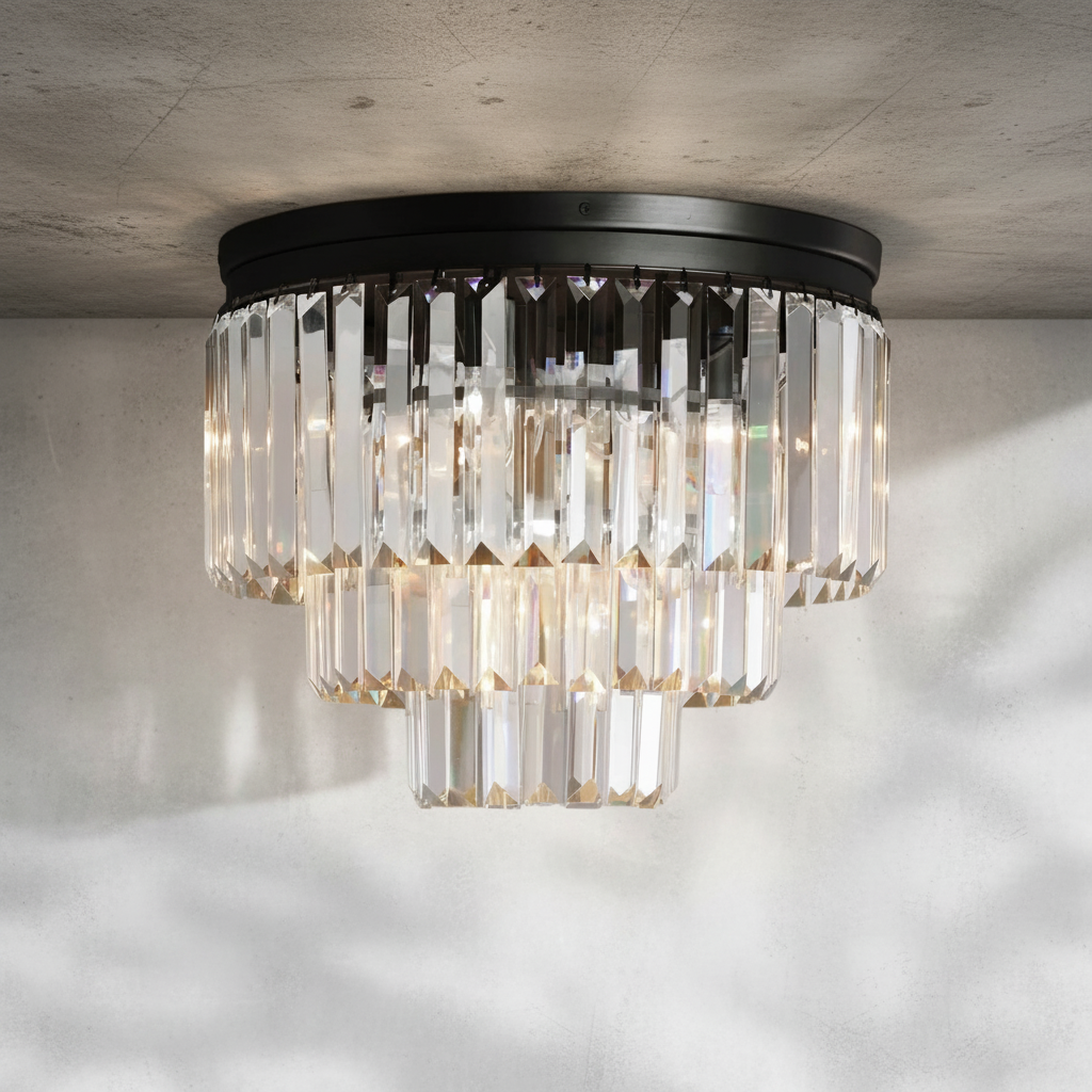 Riviko Aura Radiance Faceted Glass Flushmount - Background Shot