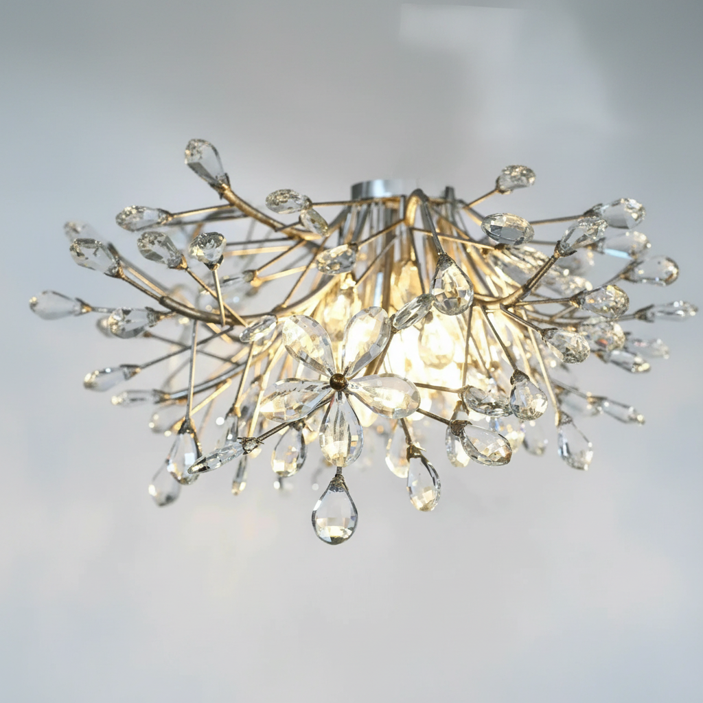Riviko Veridian Bloom Crystal Flushmount - Background Shot