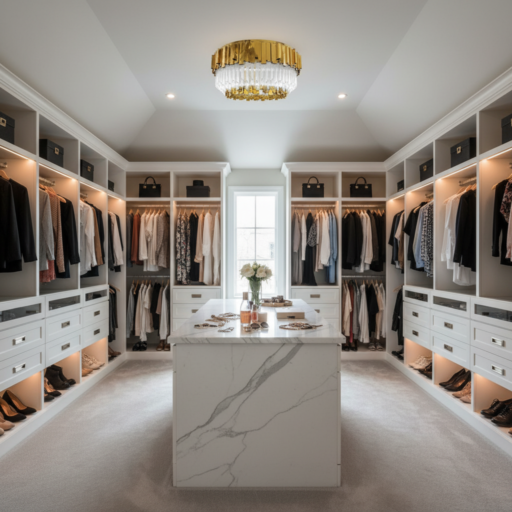 Riviko Radiant Crown Round Flush Mount - luxury American walk-in closet