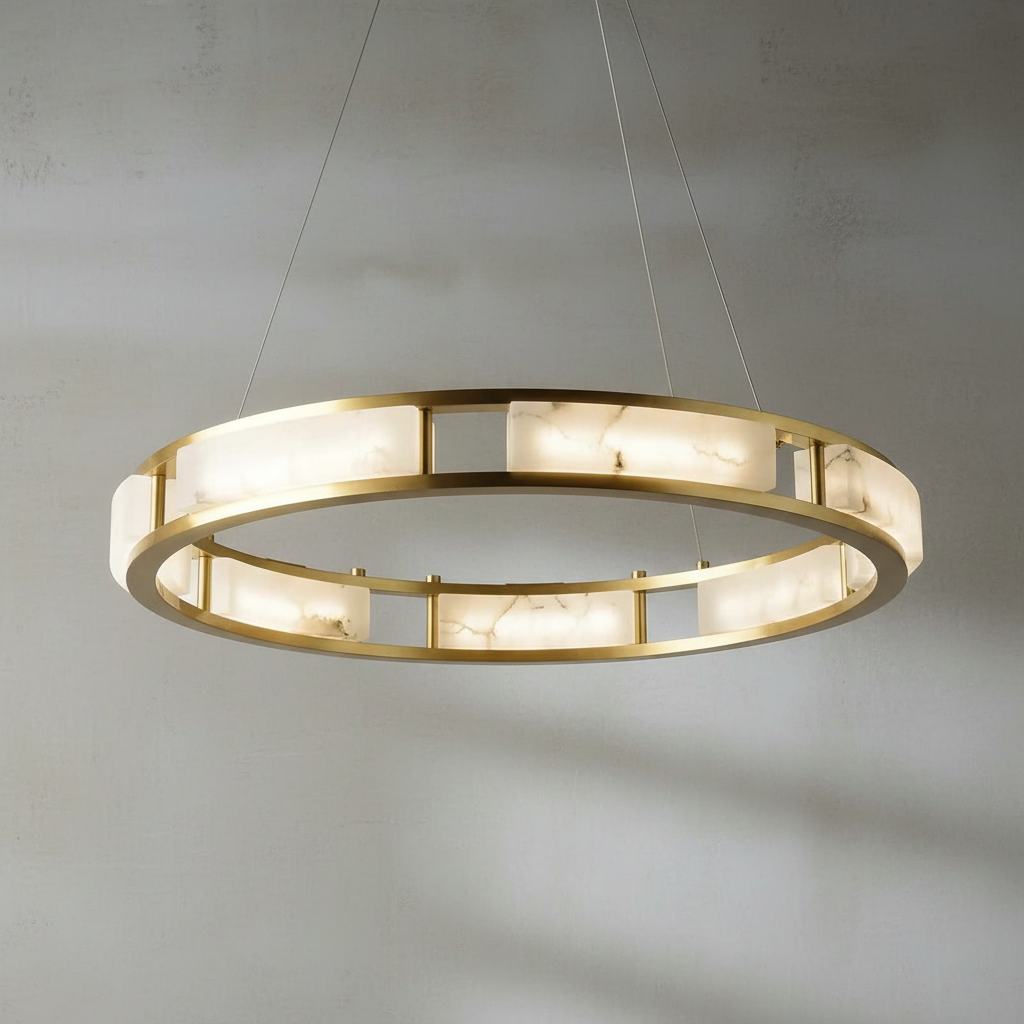 Riviko Alabaster Grandeur Round Chandelier - Background Shot