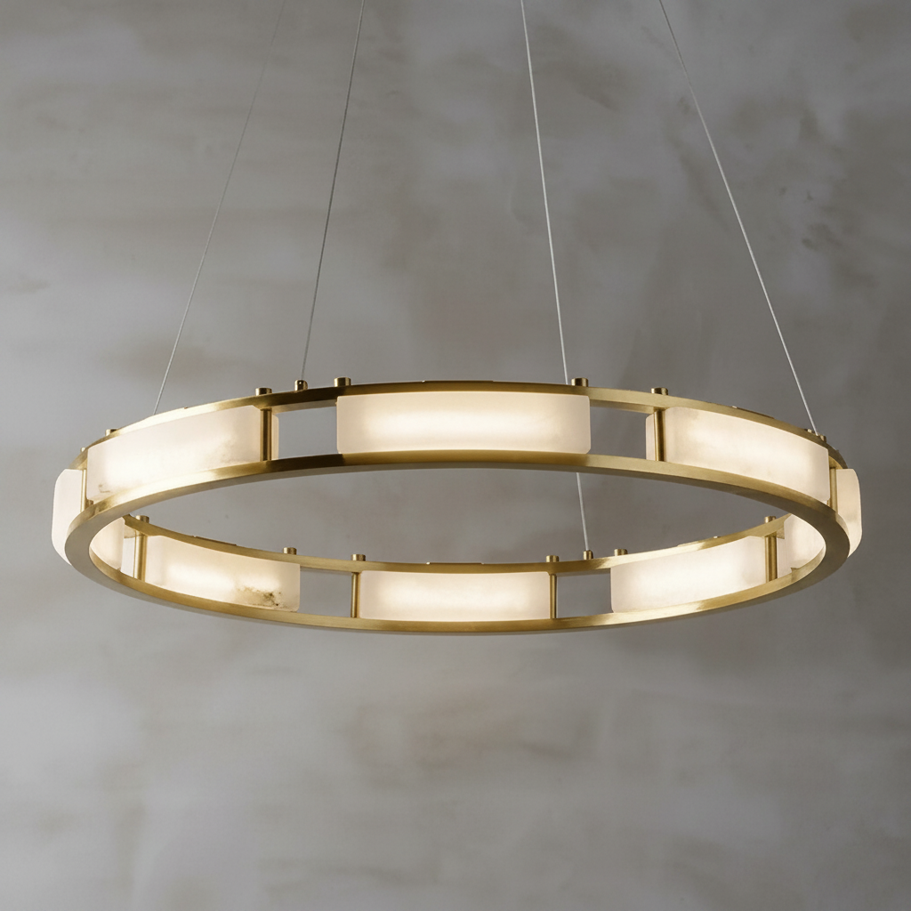 Riviko Alabaster Grandeur Round Chandelier - Background Shot