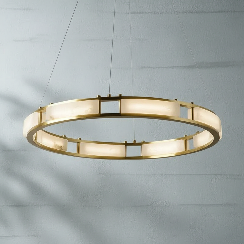 Riviko Alabaster Grandeur Round Chandelier - Background Shot