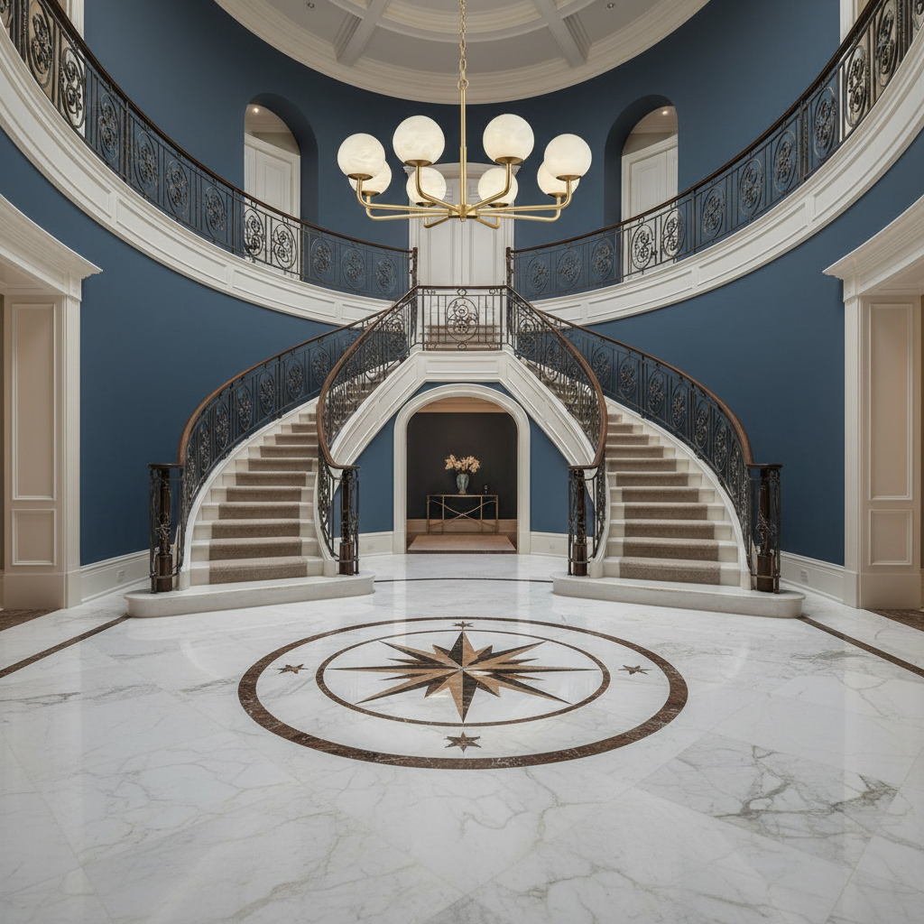 Riviko Alabaster Aura 6/8-Light Chandelier - grand American foyer with two-story ceiling