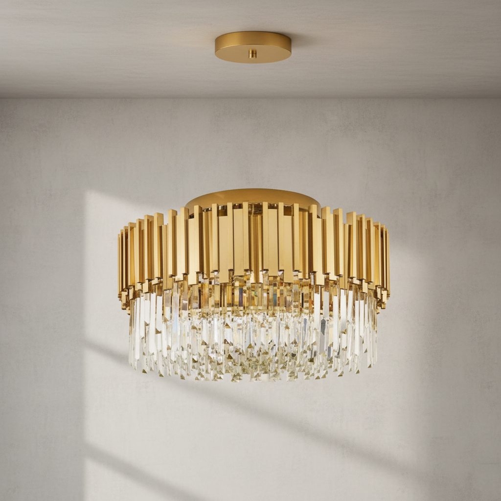 Riviko Radiant Bloom Flush Mount Chandelier - Background Shot