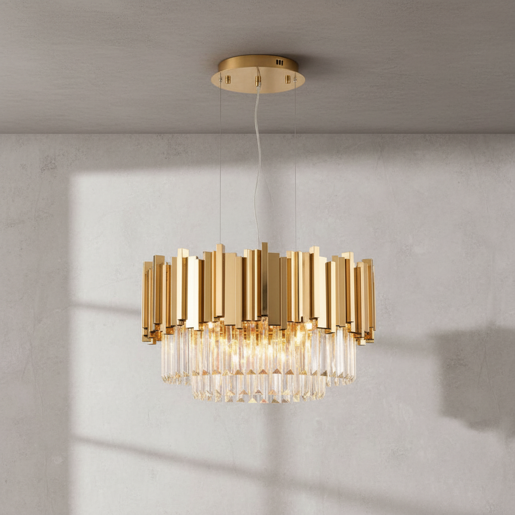 Riviko Radiant Bloom Flush Mount Chandelier - Background Shot