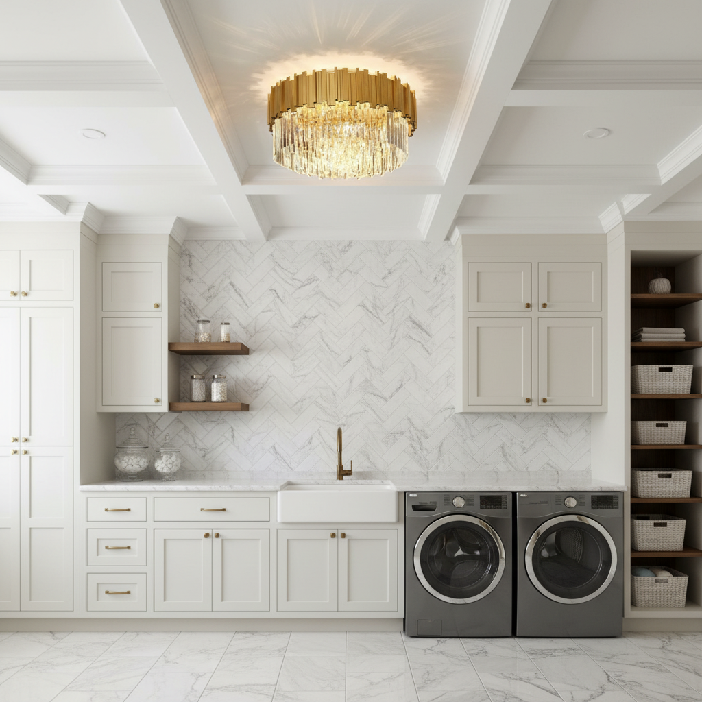 Riviko Radiant Bloom Flush Mount Chandelier - elegant American laundry room