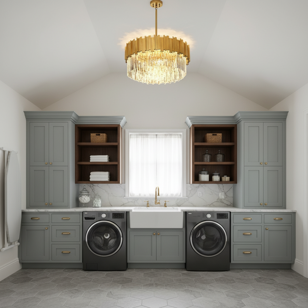 Riviko Radiant Bloom Flush Mount Chandelier - elegant American laundry room