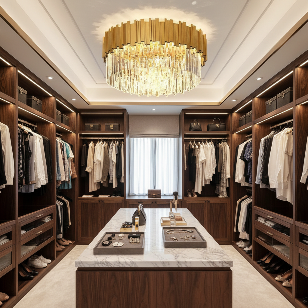 Riviko Radiant Bloom Flush Mount Chandelier - luxury American walk-in closet