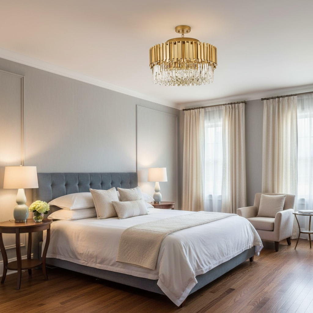 Riviko Fusion Flush Mount Chandelier - American guest bedroom