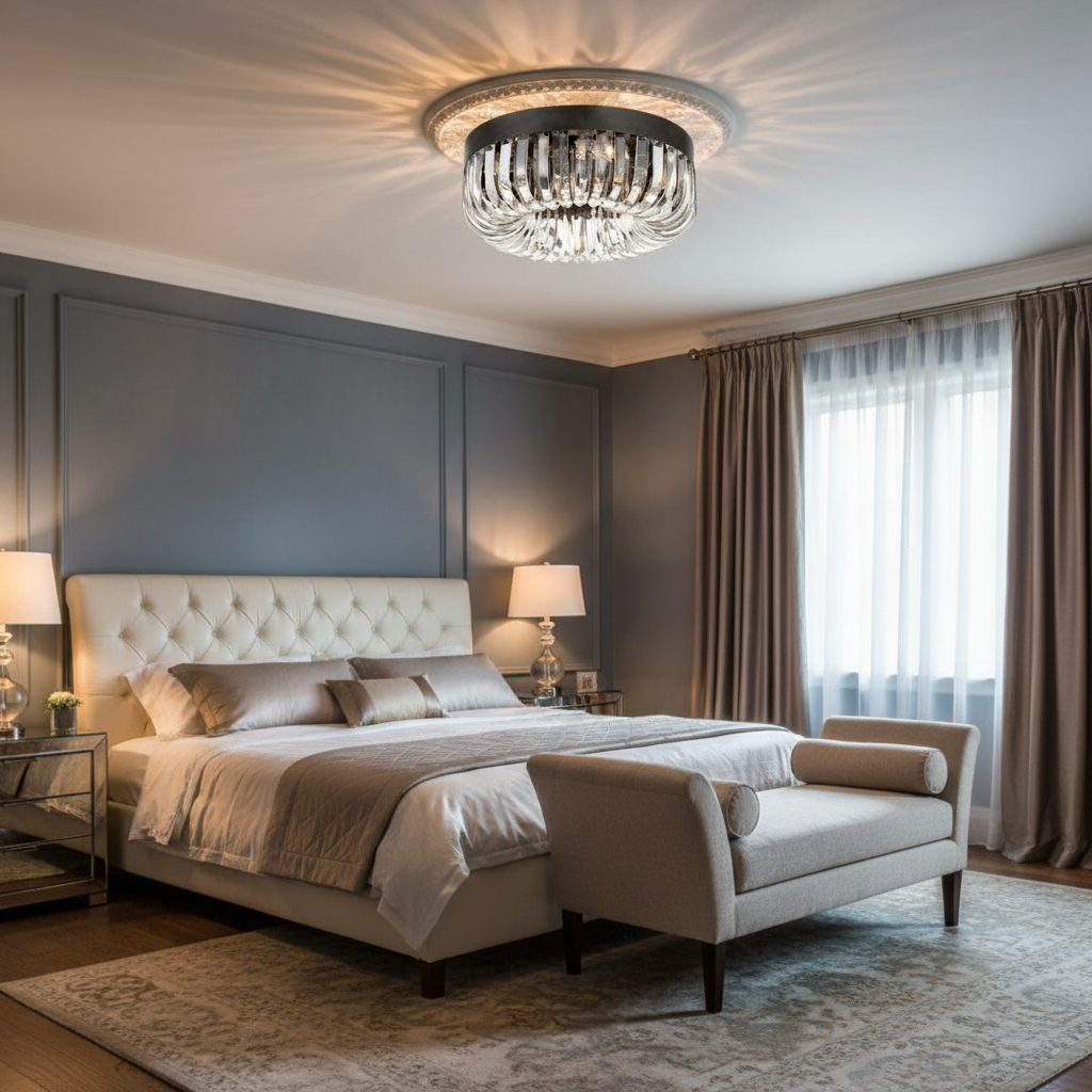 Riviko Radiant Bloom 5-Light Round Flushmount - luxurious American master suite