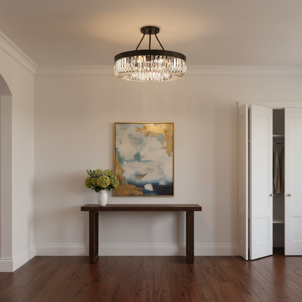 Riviko Grandeur Radiance 8 Light Round Semi Flushmount - elegant American entryway