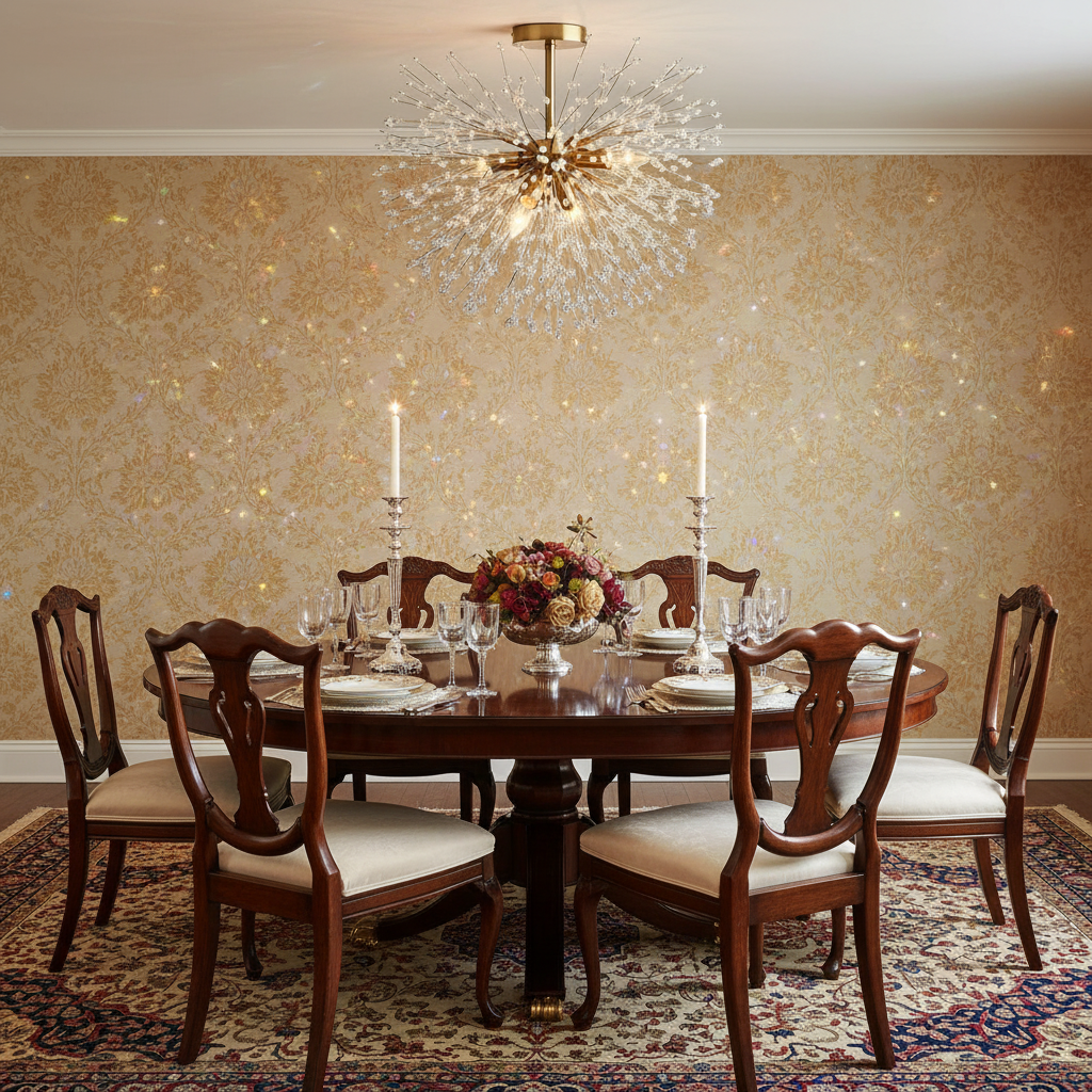 Riviko Stellar Bloom Crystal Flushmount - formal American dining room