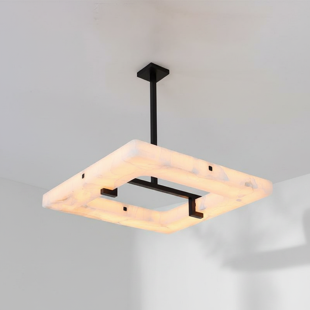 Riviko Alabaster Aura Square Chandelier - Background Shot
