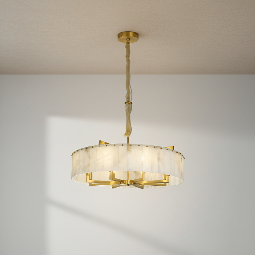 Riviko Aura Alabaster Round Chandelier - Studio Shot