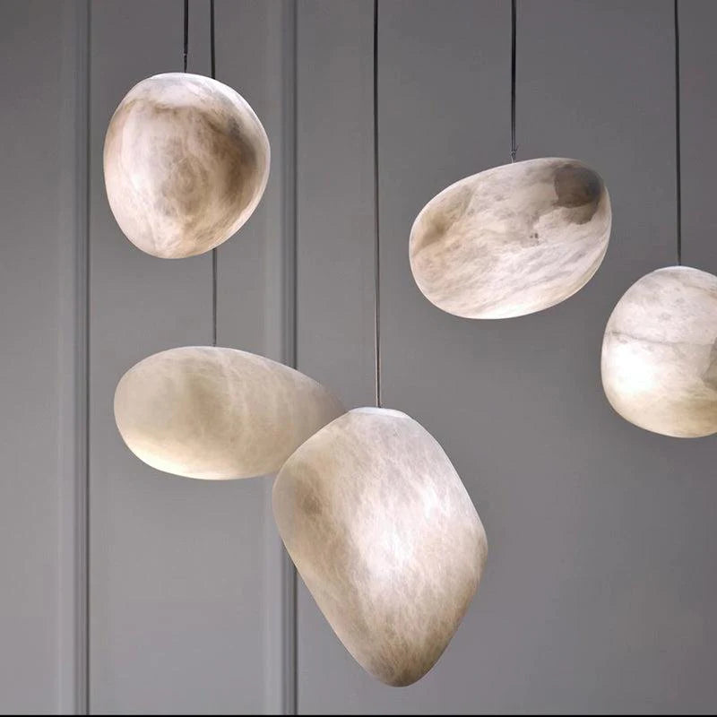Janice Alabaster Natural Stone Pendant, Creative Pendant Light Pendant Light Riviko 5.9" D