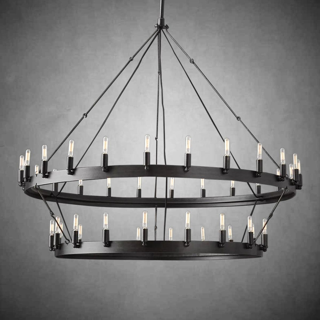 Celestine Vintage Filament Two-Tier Round Chandelier 71"