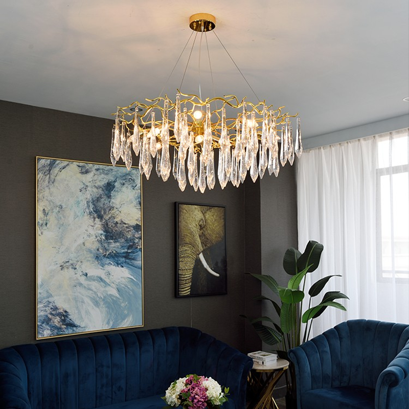 Riviko Veridian Bloom Crystal Branch Chandelier - grand American estate foyer
