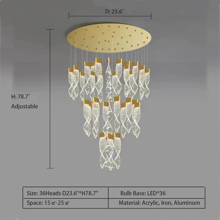 Extra Large Acrylic Spiral DNA Chandelier for High-ceiling Room