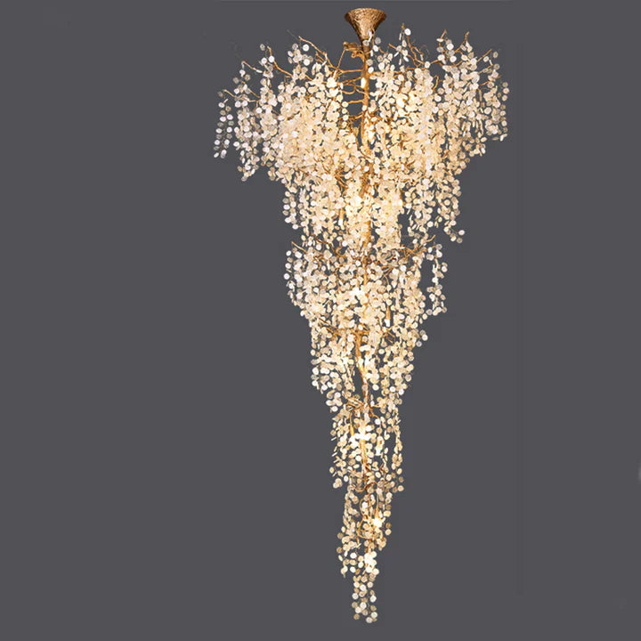 Riviko Botanical Bloom Brass Semi-Flush Mount Chandelier - Background Shot