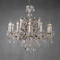19th C. Rochelle Iron & Crystal Round Chandelier 33"