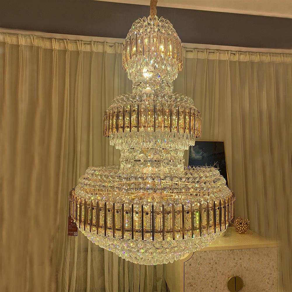 Riviko Grand Radiance Multi-Tier Crystal Chandelier - American ballroom or formal entertaining space