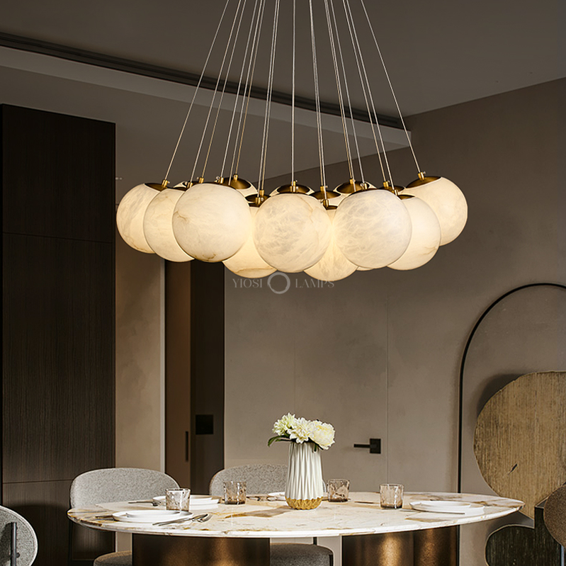Sophie Modern Alabaster Ball Pendant Light, Dining Room Light Chandelier Riviko