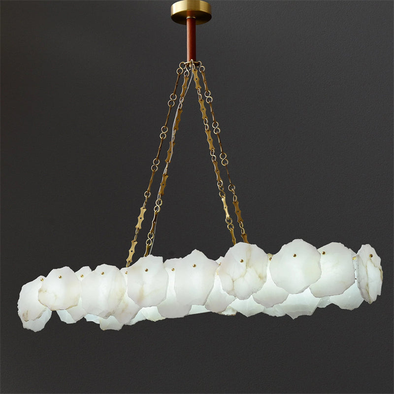 Carlos Alabaster Modern Snowflake Linear Chandelier with Chain chandelier Riviko