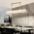 Carlos Alabaster Modern Snowflake Linear Chandelier Over Dining Table chandelier Riviko