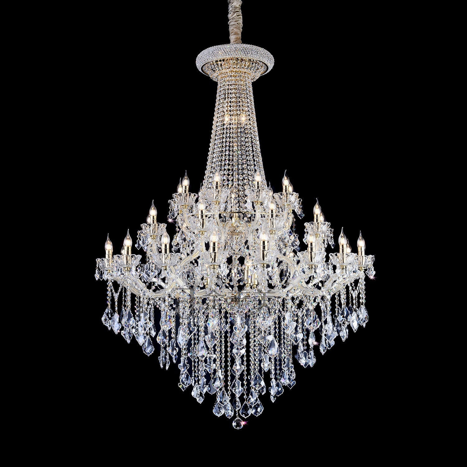 Riviko Opulent Grandeur K9 Crystal Candle Chandelier - American ballroom or formal entertaining space