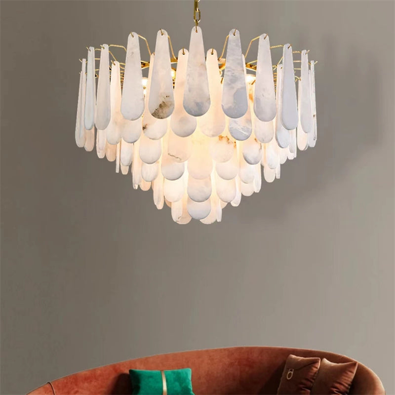 Deborah Alabaster Foyer Chandelier Lighting, Luxury Modern Lighting chandelier Riviko D 21.7"