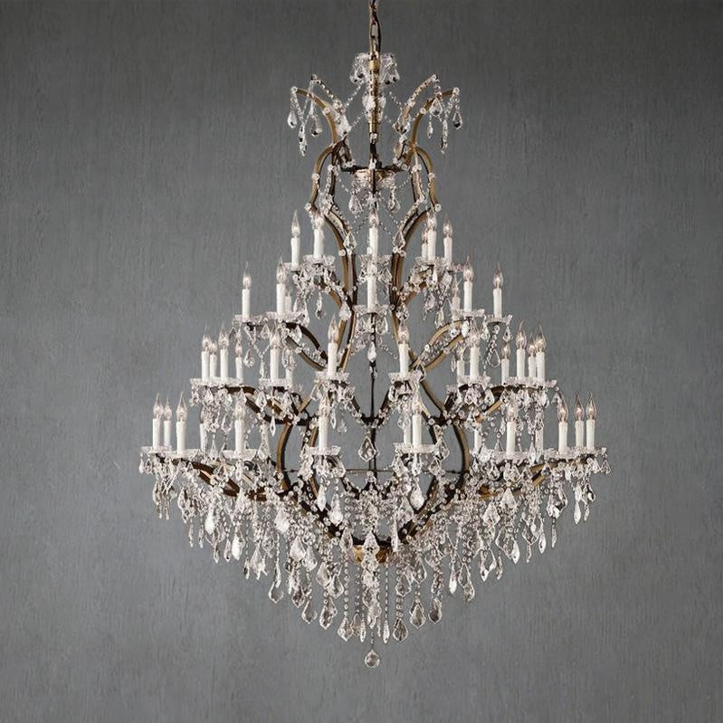 19th C. Rochelle Iron & Crystal Round Chandelier 60"
