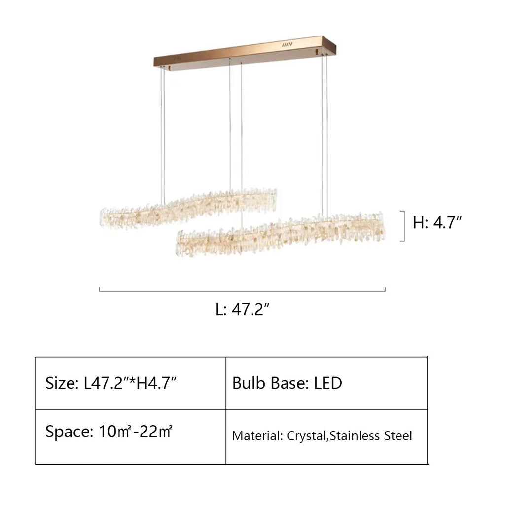 Modern Light Luxury Designer Model Natural Crystal Stone Long Dining Chandelier Furniture for Dining Room/Kitchen Island/Study Room