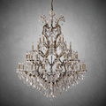 19th C. Rochelle Iron & Crystal Round Chandelier 101"