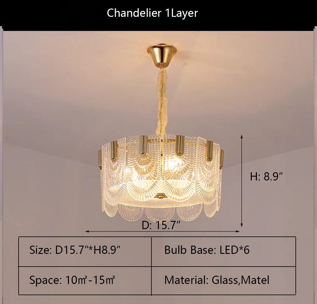 Nordic Light Luxury Patterned Glass Pendant Chandelier Suit for Living/Dining Room/Bedroom