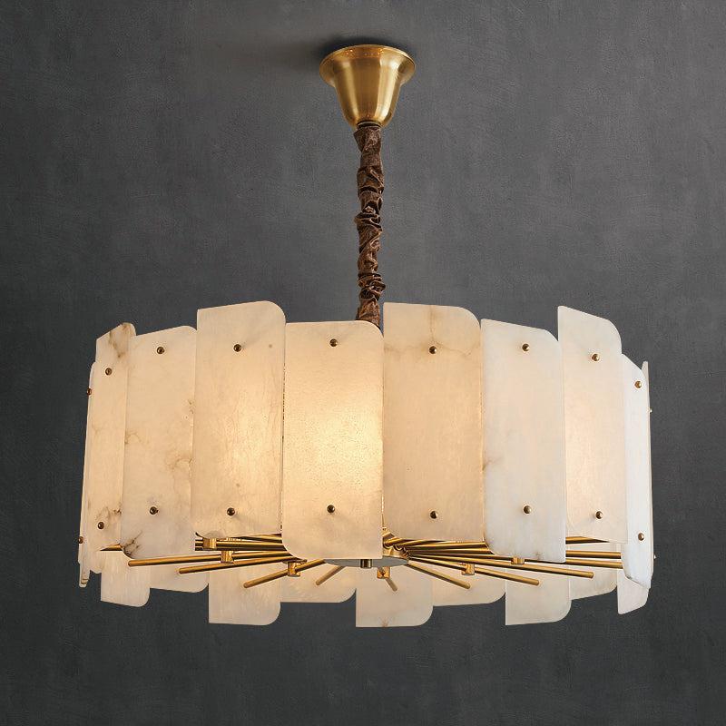 Alabaster Lorry Round Chandelier 20" 31" - Riviko