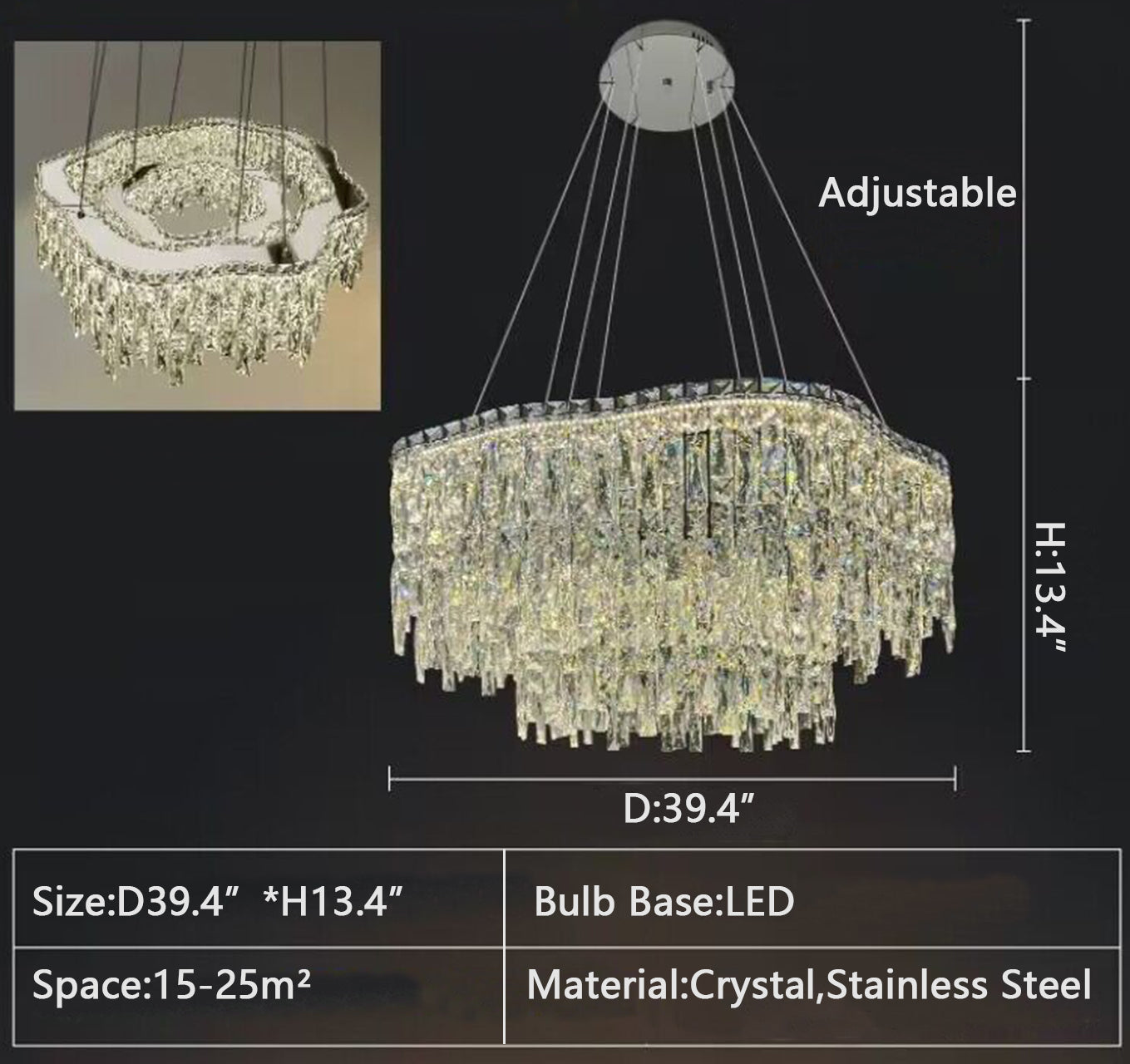 Irregular Round/Oval Crystal Chandelier Modern Luxury