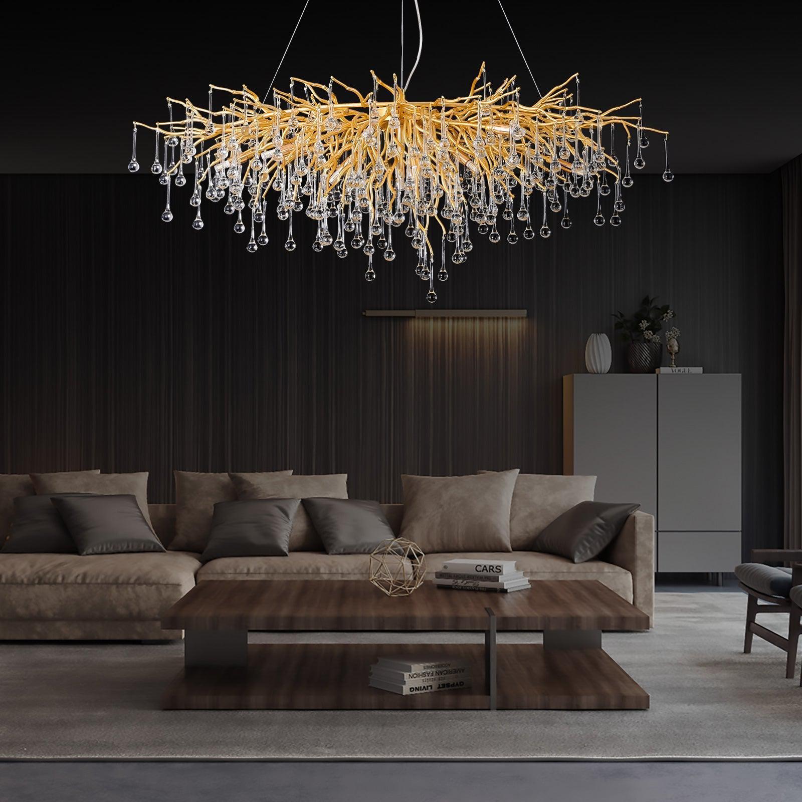 Riviko Verdant Canopy Rectangular Branch Chandelier - grand American estate foyer