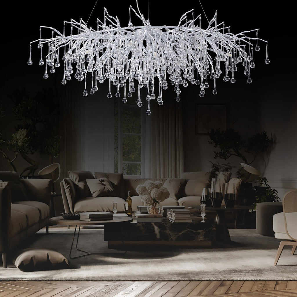 Riviko Veridian Branch Rectangle Chandelier - grand American estate foyer