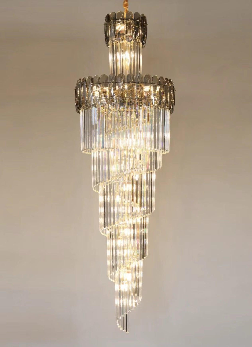 Riviko Grand Lumina Spiral K9 Crystal Chandelier - Background Shot