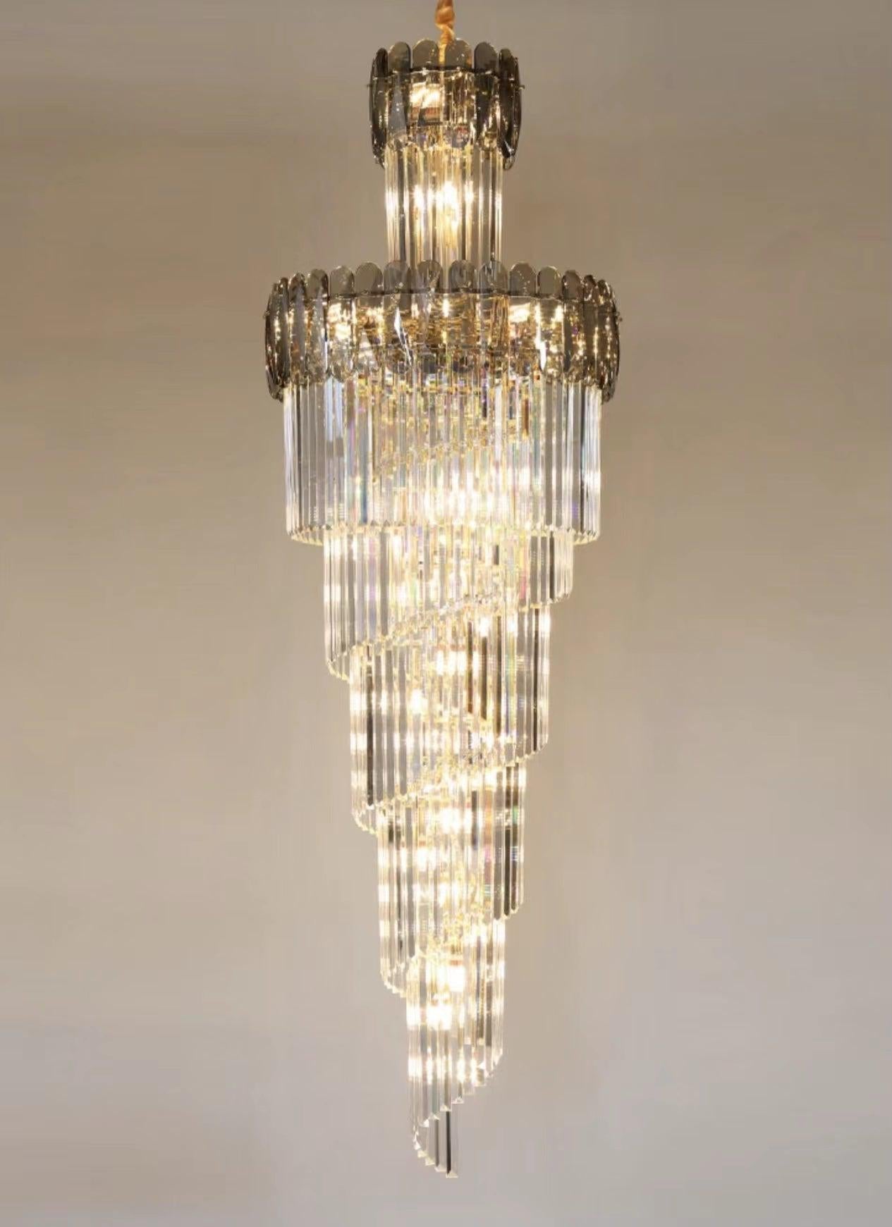 Riviko Grand Lumina Spiral K9 Crystal Chandelier - Background Shot