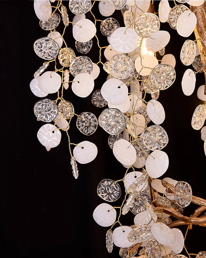 Riviko Botanical Bloom Brass Semi-Flush Mount Chandelier - Background Shot